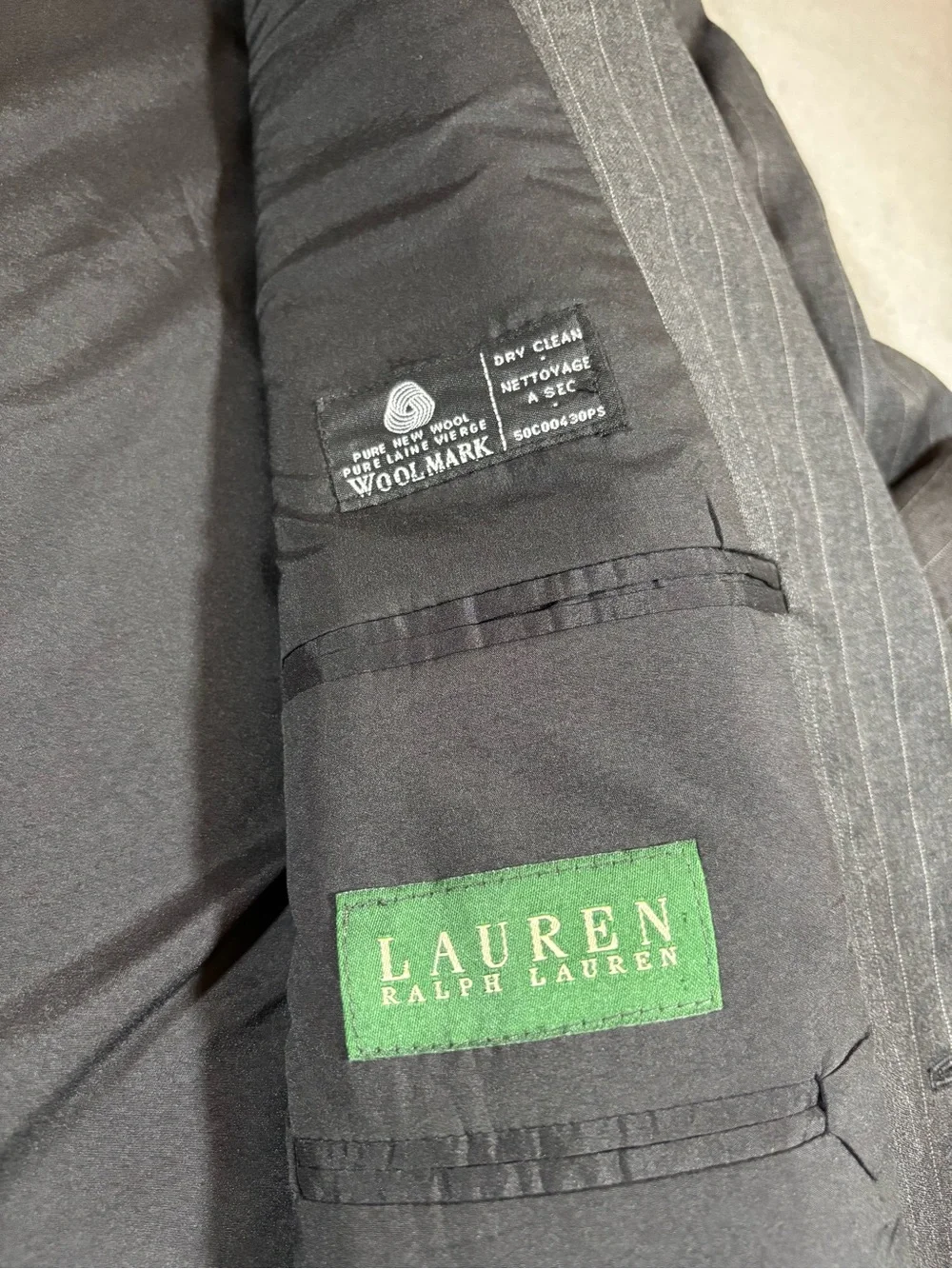 Lauren Ralph Lauren Men's Gray Pinstripe Blazer Wool
